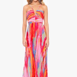 Xscape Evenings: "Danielle" Long Chiffon Halter Neck Dress (Size 6)